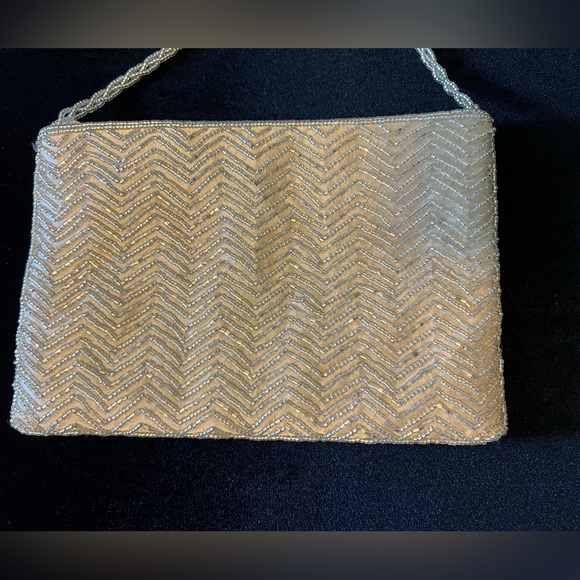 Cache Champagne Chevron Beaded Evening Bag - Picture 2 of 5